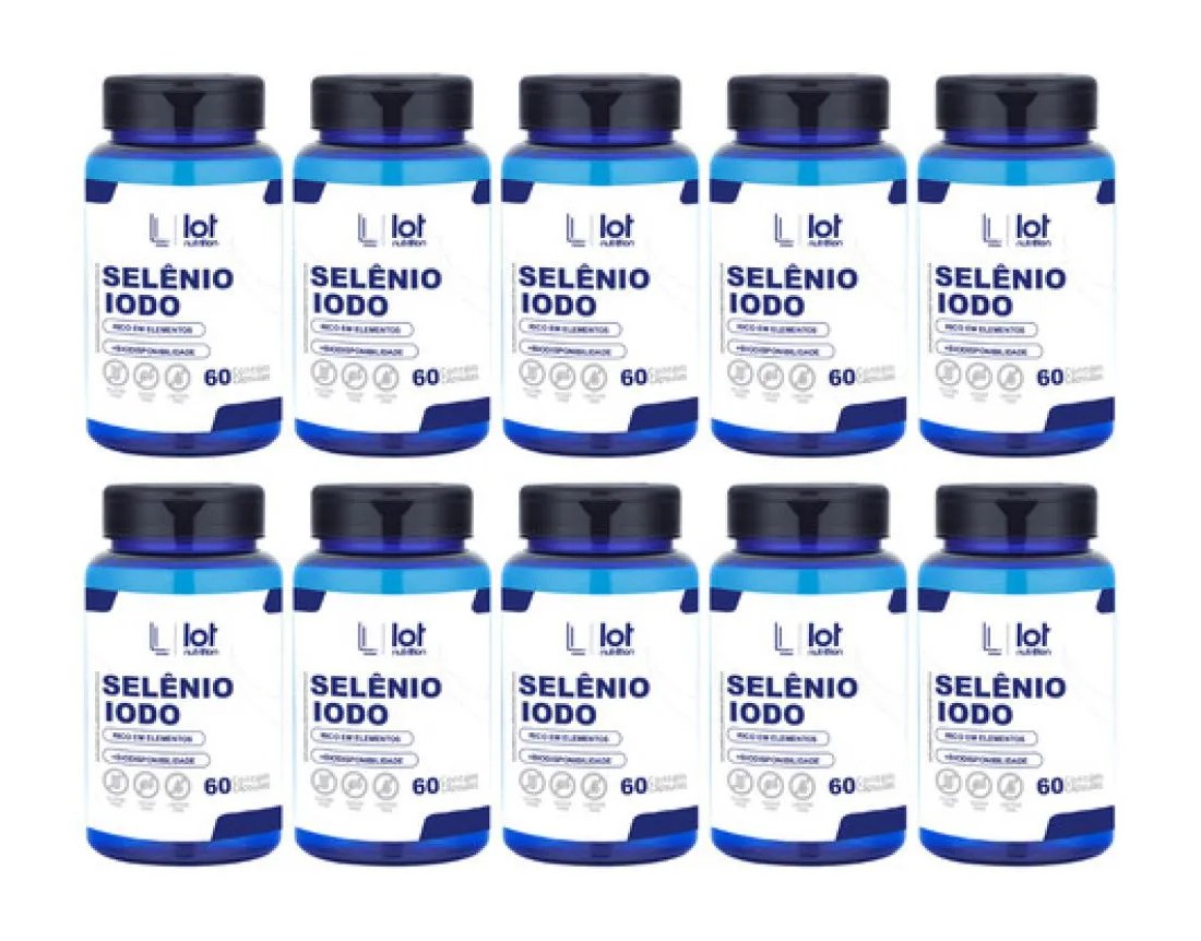Kit 10un Selênio 300mcg + Iodo 900mcg 60 cápsulas sem Sabor
