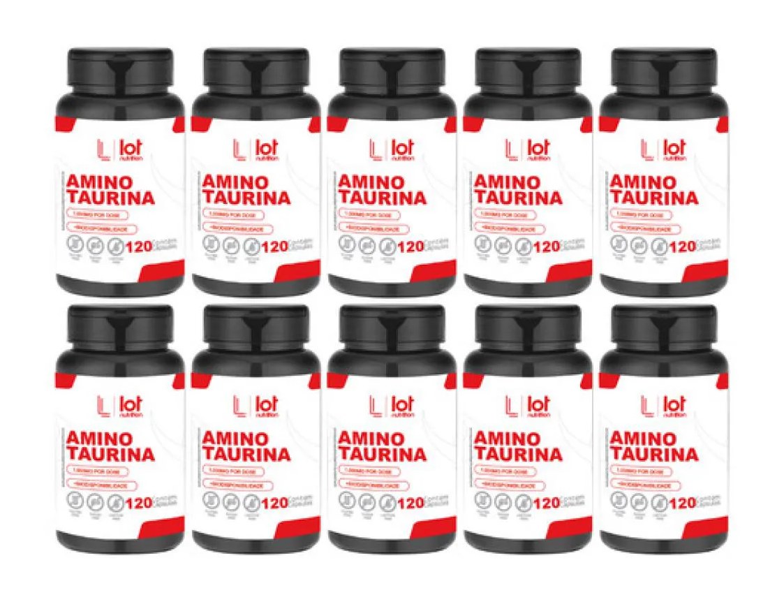 Kit 10un Taurina 1000mg 120 cápsulas sem Sabor