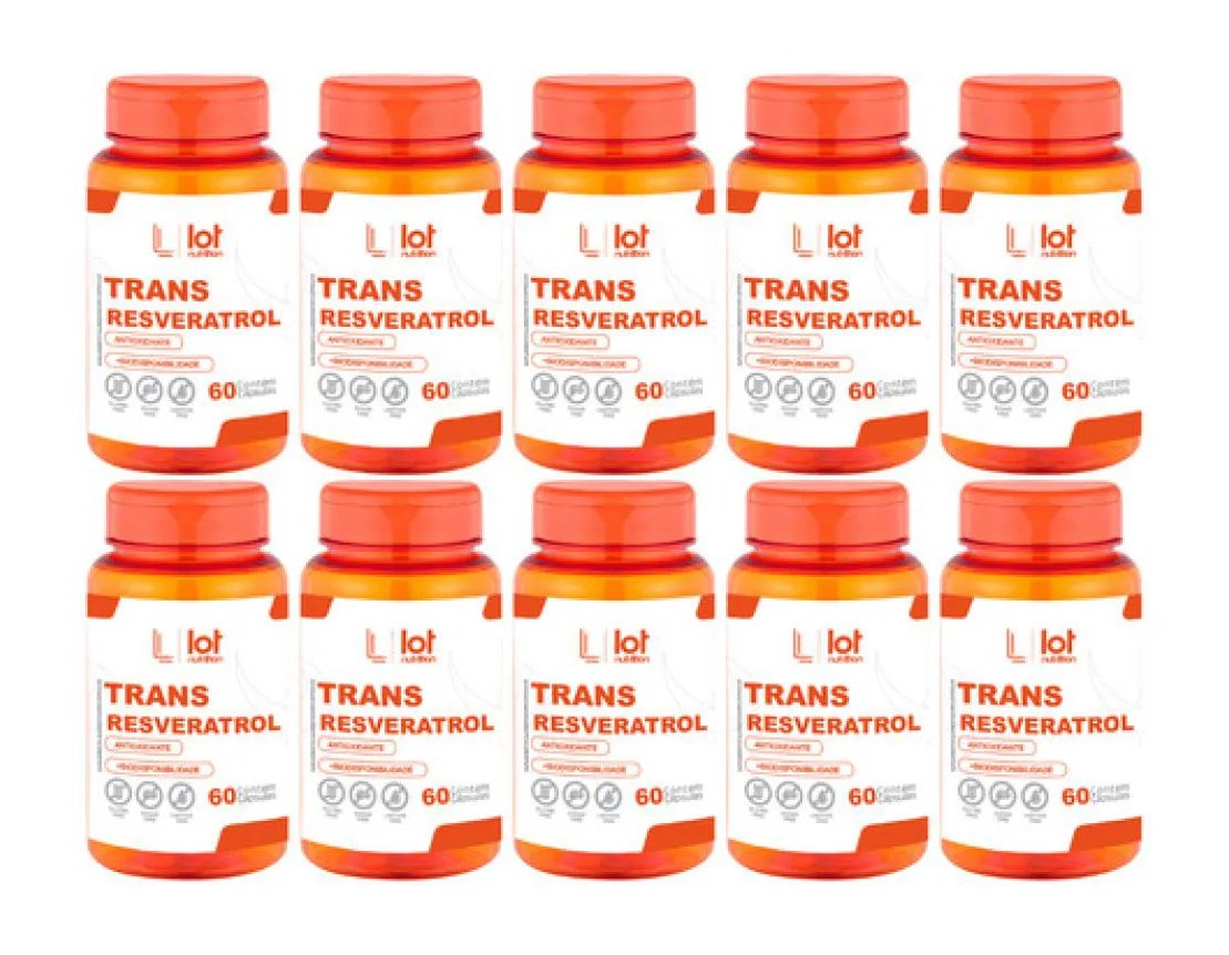 Kit 10un Trans Resveratrol 30mg 60 cápsulas sem Sabor