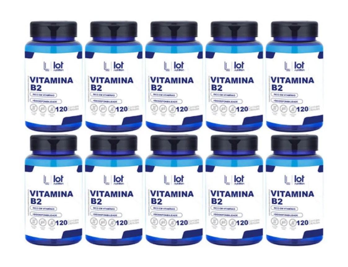 Kit 10un Vitamina B2 Riboflavina 120 cápsulas sem Sabor