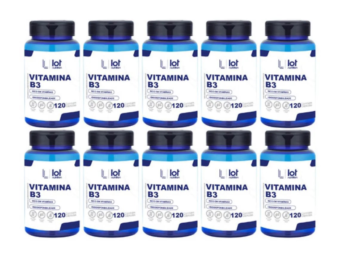 Kit 10un Vitamina B5 Pantotenato de Cálcio 120 cápsulas sem Sabor