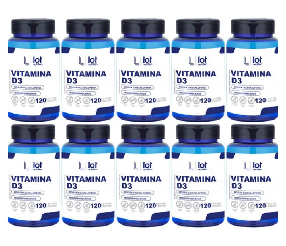 Kit 10un Vitamina D3 2.000ui 120 cápsulas Imunidade Saúde Ó sem Sabor