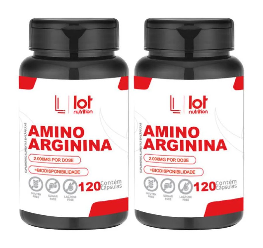 Kit 2un Arginina 2000mg 120 cápsulas Vasodilatação Força Mu sem Sabor