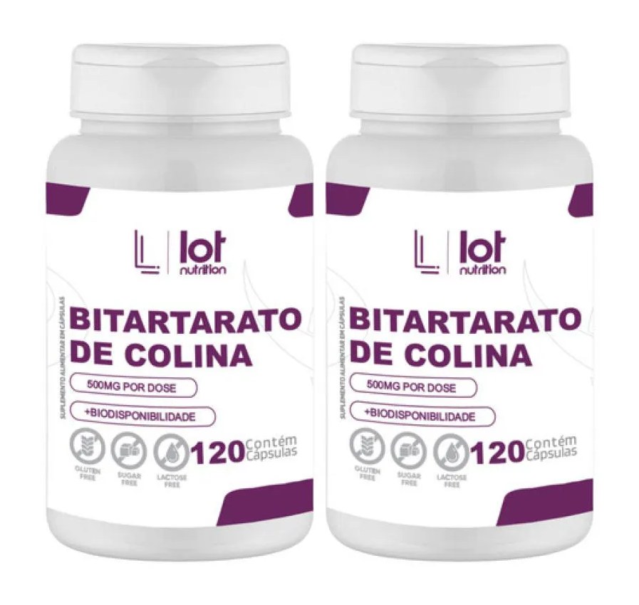 Kit 2un Bitartarato de Colina 450mg 120 cápsulas sem Sabor