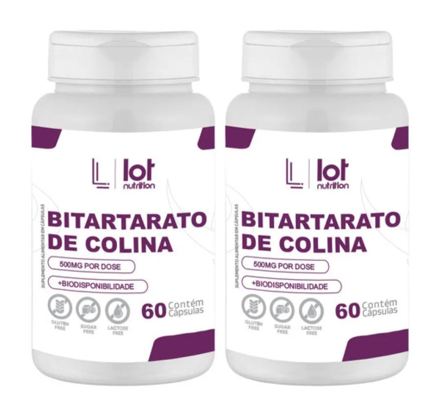 Kit 2un Bitartarato de Colina 450mg 60 cápsulas sem Sabor