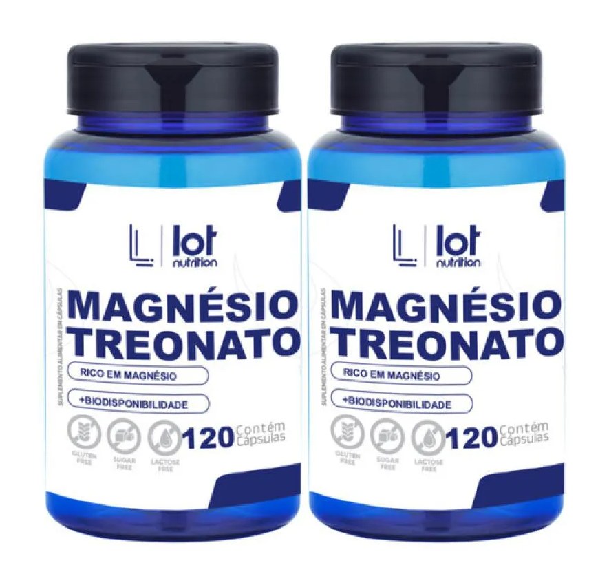 Kit 2un Magnésio Treonato 450mg 120 cápsulas sem Sabor