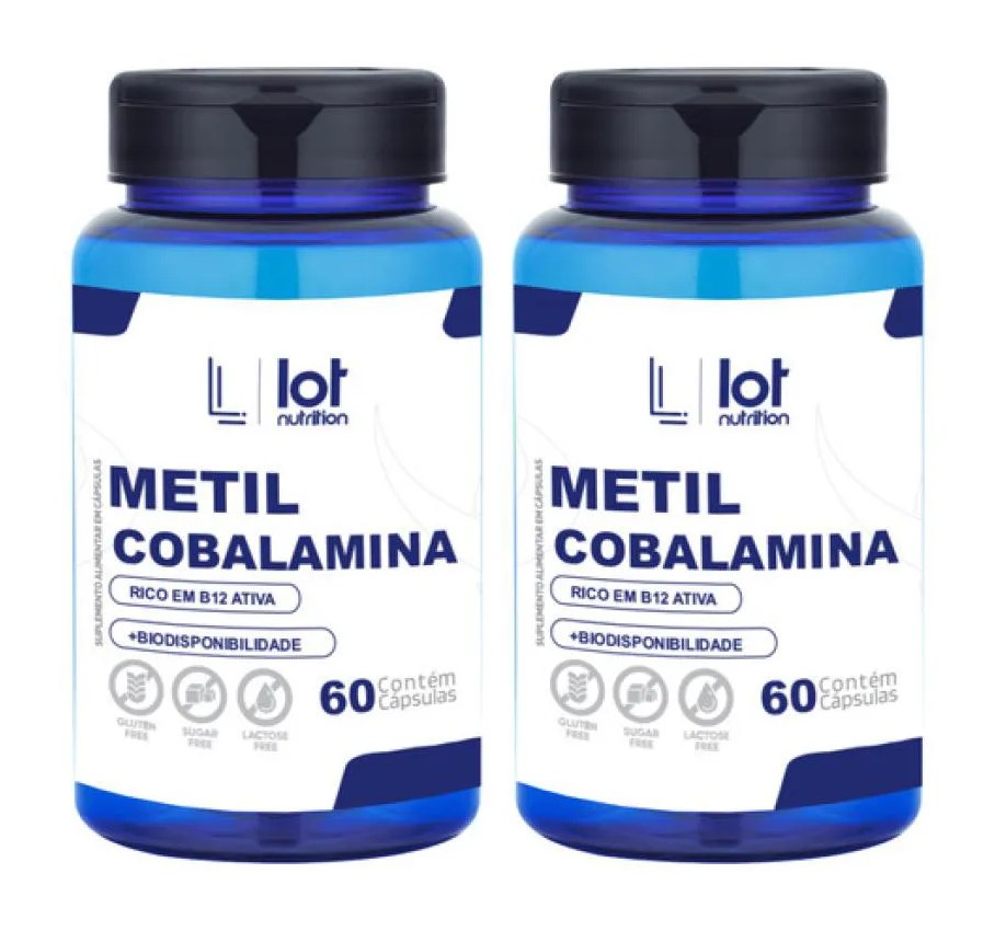 Kit 2un Metilcobalamina 60 cápsulas B12 sem Sabor