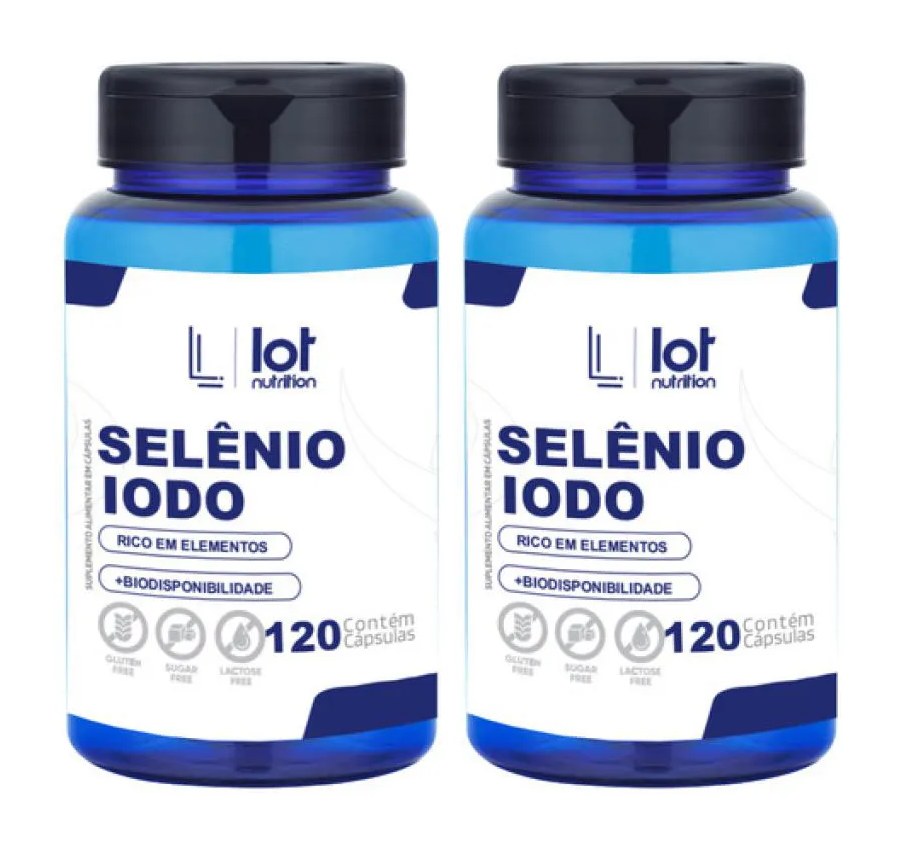 Kit 2un Selênio 300mcg + Iodo 900mcg 120 cápsulas sem Sabor