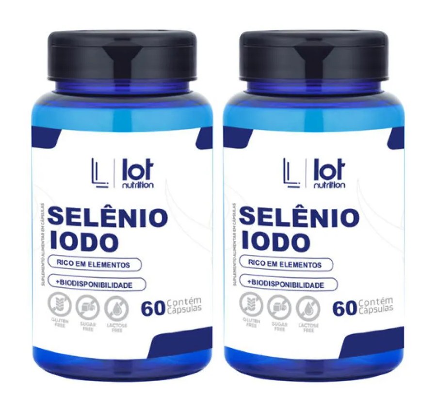Kit 2un Selênio 300mcg + Iodo 900mcg 60 cápsulas sem Sabor