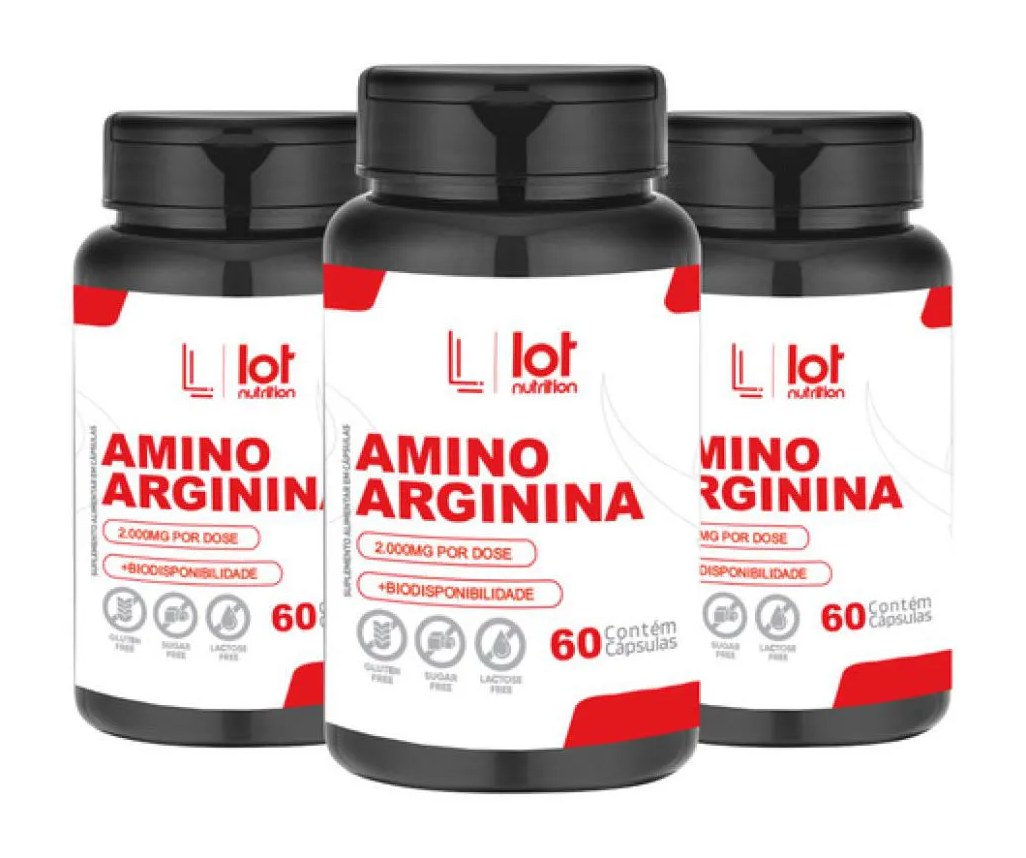 Kit 3un Arginina 2000mg 60 cápsulas sem Sabor