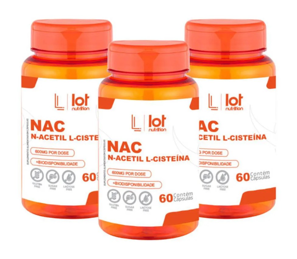 Kit 3un Nac 600mg 60 cápsulas sem Sabor