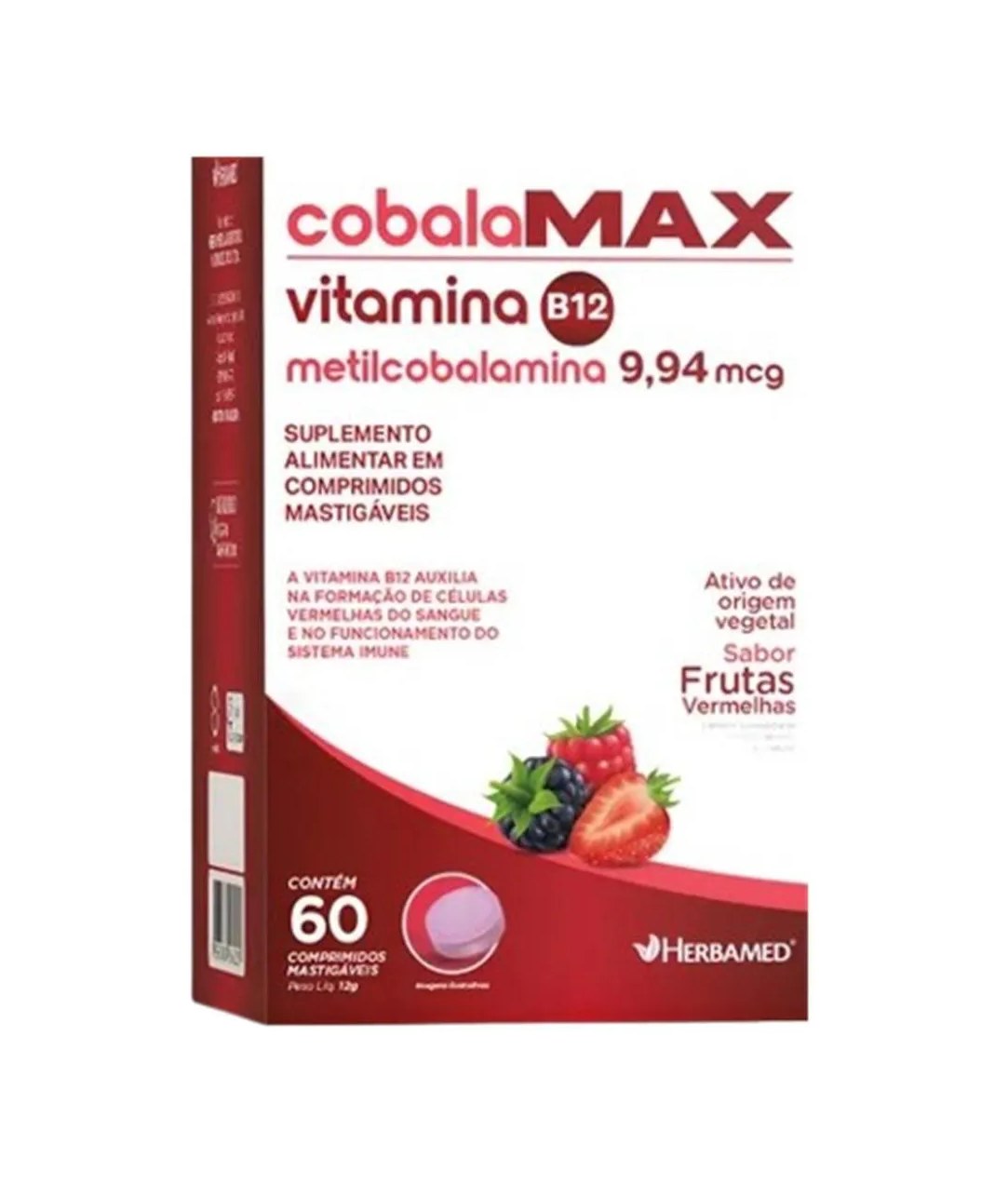 Cobalamax Vit B12 9,94 Mcg 60 Comp Mastigáveis - Herbamed