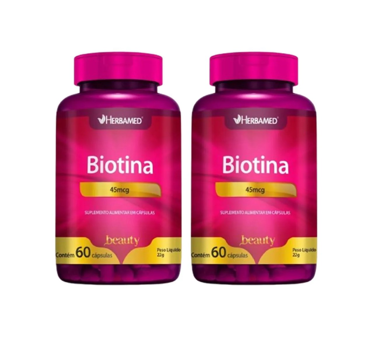 Kit 2 Suplemento Alimentar Biotina 45mcg C/60 cápsulas - Herbamed