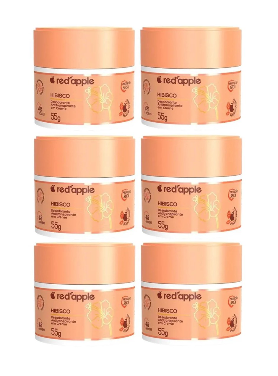 KIT 6 DESODORANTE ANTITRANSPIRANTE CREME HIBISCO - RED APPLE