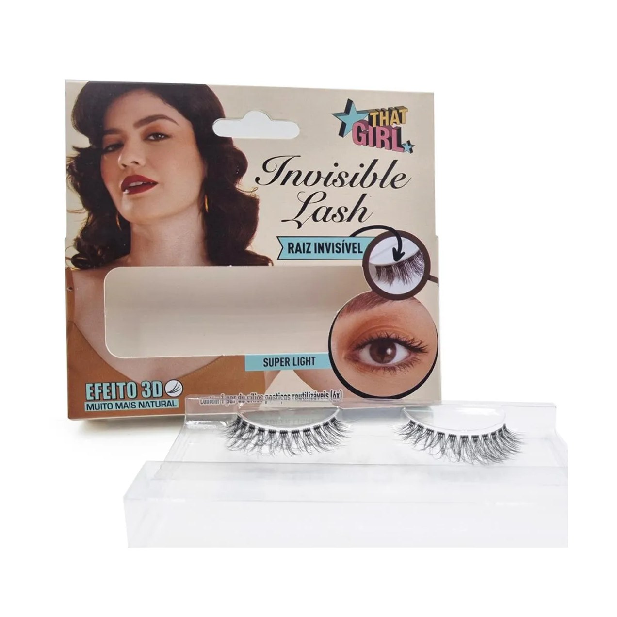 Cílios Postiços That Girl Invisible Lash 3D Super Light com 1 par