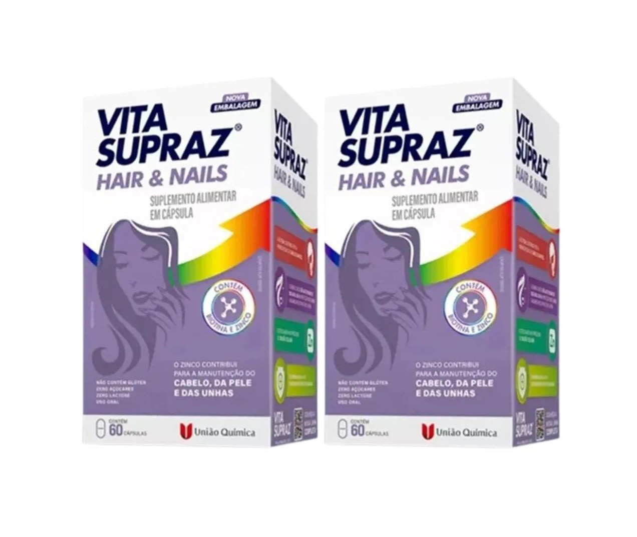 Kit 2 Suplemento Vita Supraz Hair e Nails 60 cápsulas