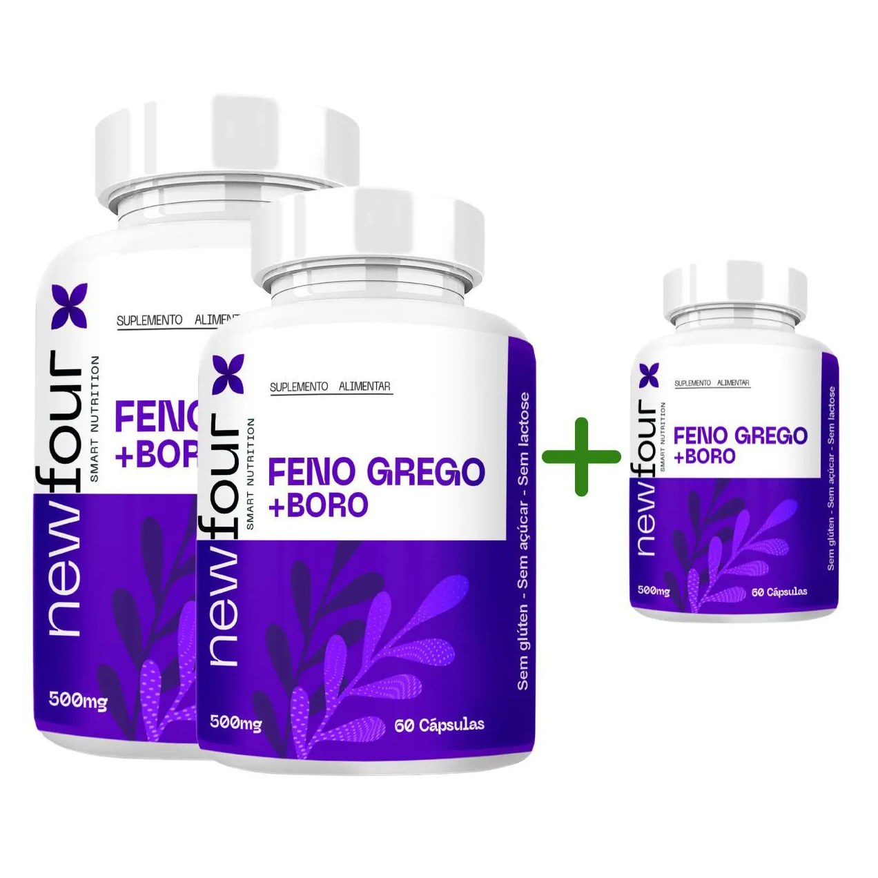 Feno Grego + Boro Compre 2 Leve 3 com Total de 180 cápsulas