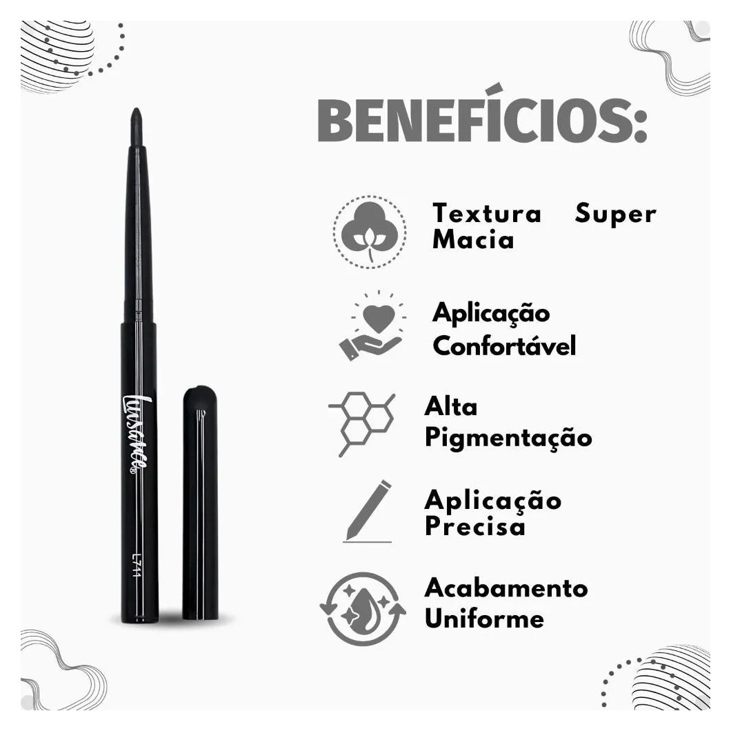 Lápis Retrátil Luisance Soft Line para Olhos Preto L711