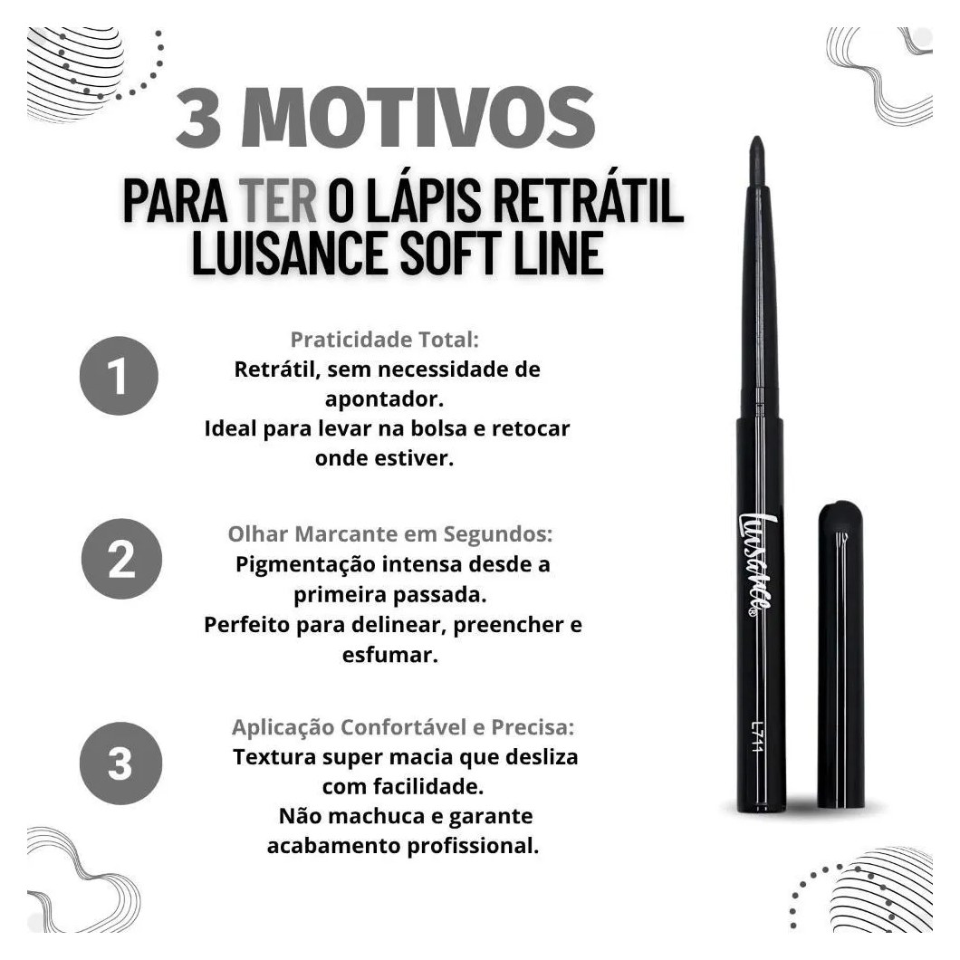 Lápis Retrátil Luisance Soft Line para Olhos Preto L711