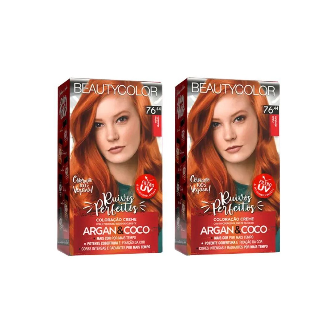 Coloraçao Beauty Color 76.44 Ruivo Absoluto - Kit C / 2un