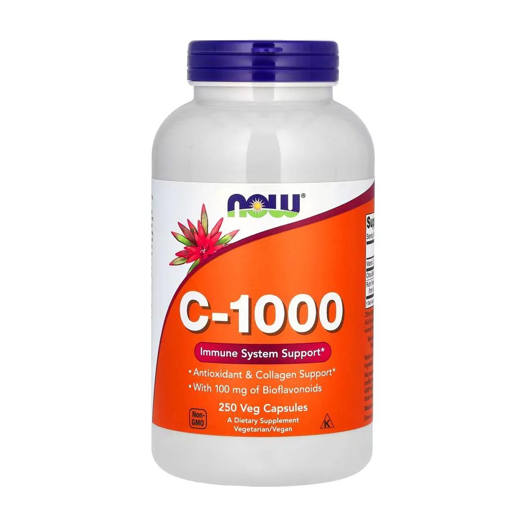 Vitamina C-1000mg Bioflavonóides Now Foods 250Cáps Importado