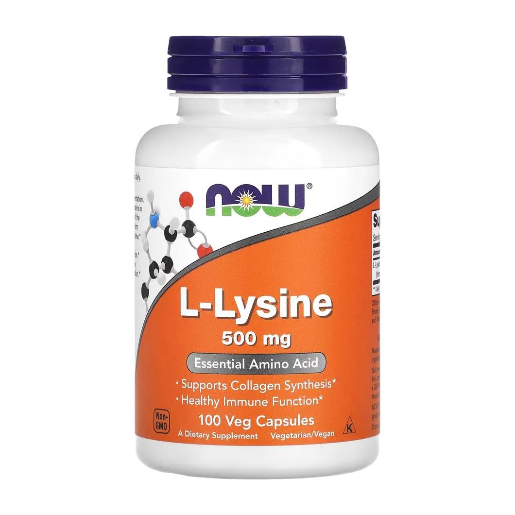 L-lisina 500mg Now Foods L-Lysine 100 Veg Caps Importado
