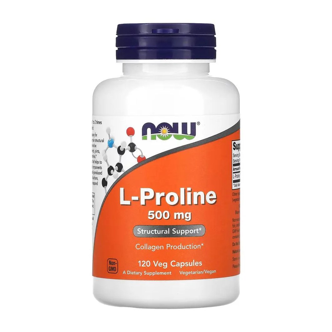 L-Prolina 500mg Now Foods 120 Veg Caps Importado