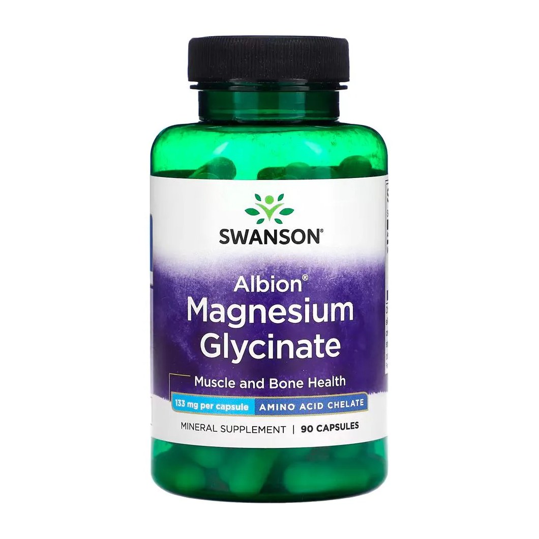 Glicinato de Magnésio 133mg Swanson 90 Caps Importado