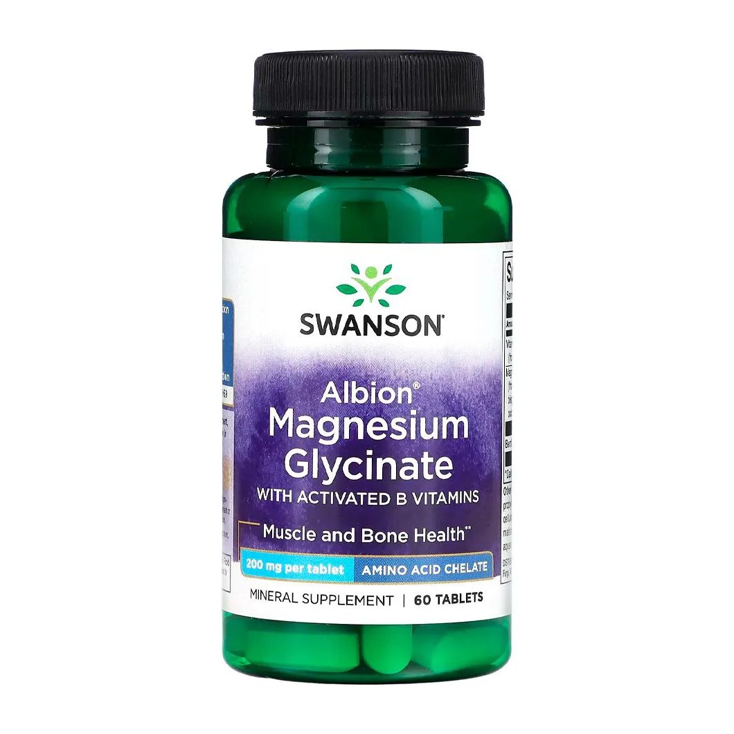 Glicinato Magnésio 200mg Swanson 60 Tabs Importado