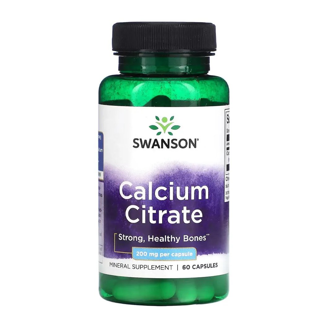 Citrato de Cálcio 200mg Swanson 60 Cápsulas Importado