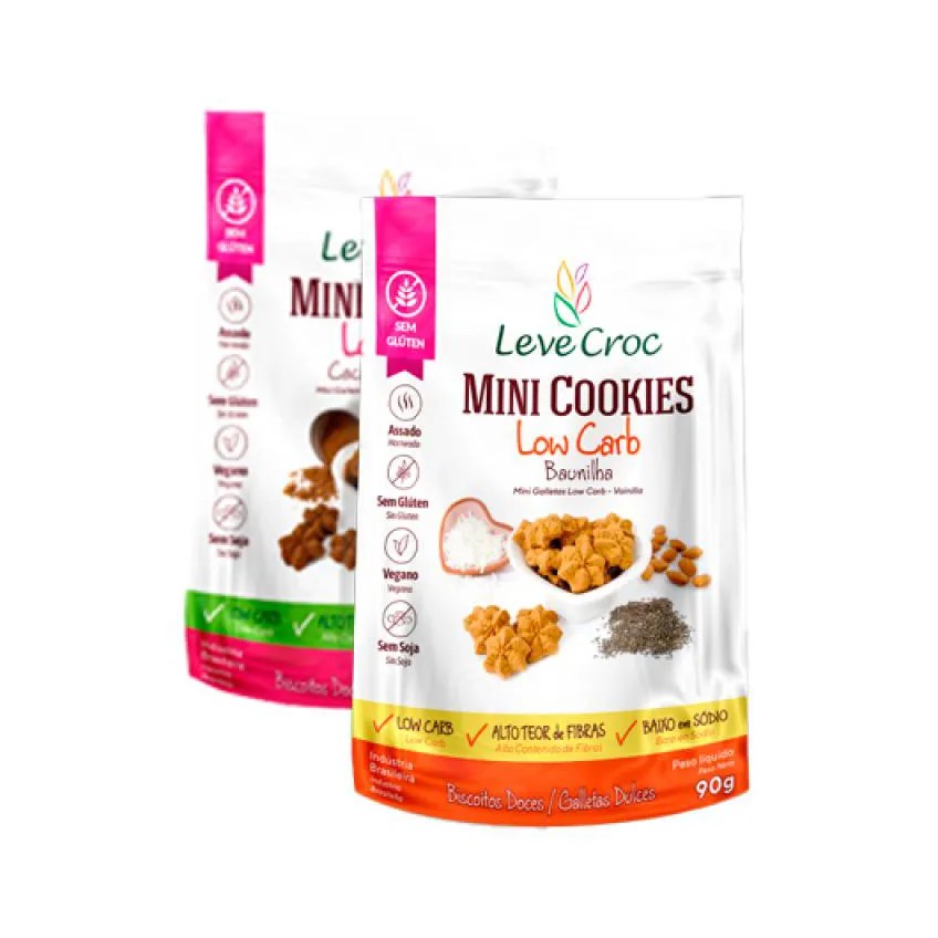 Kit 2 Cookies sem Glúten Leve Croc: Cacau, Baunilha