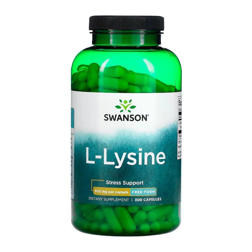 L-Lisina 500mg Swanson Free Form 300 Caps Importado