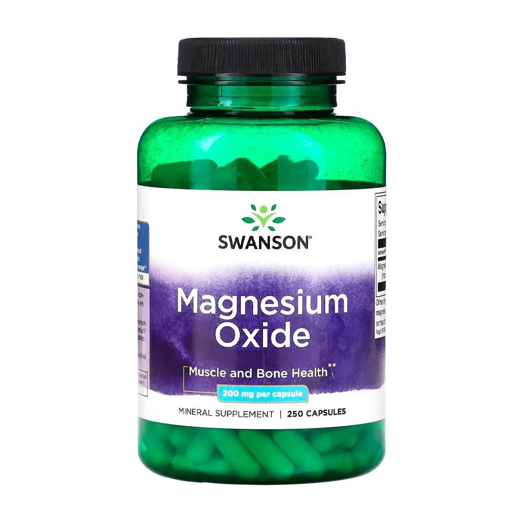 Óxido de Magnésio 200mg Swanson 250 Cápsulas Importado
