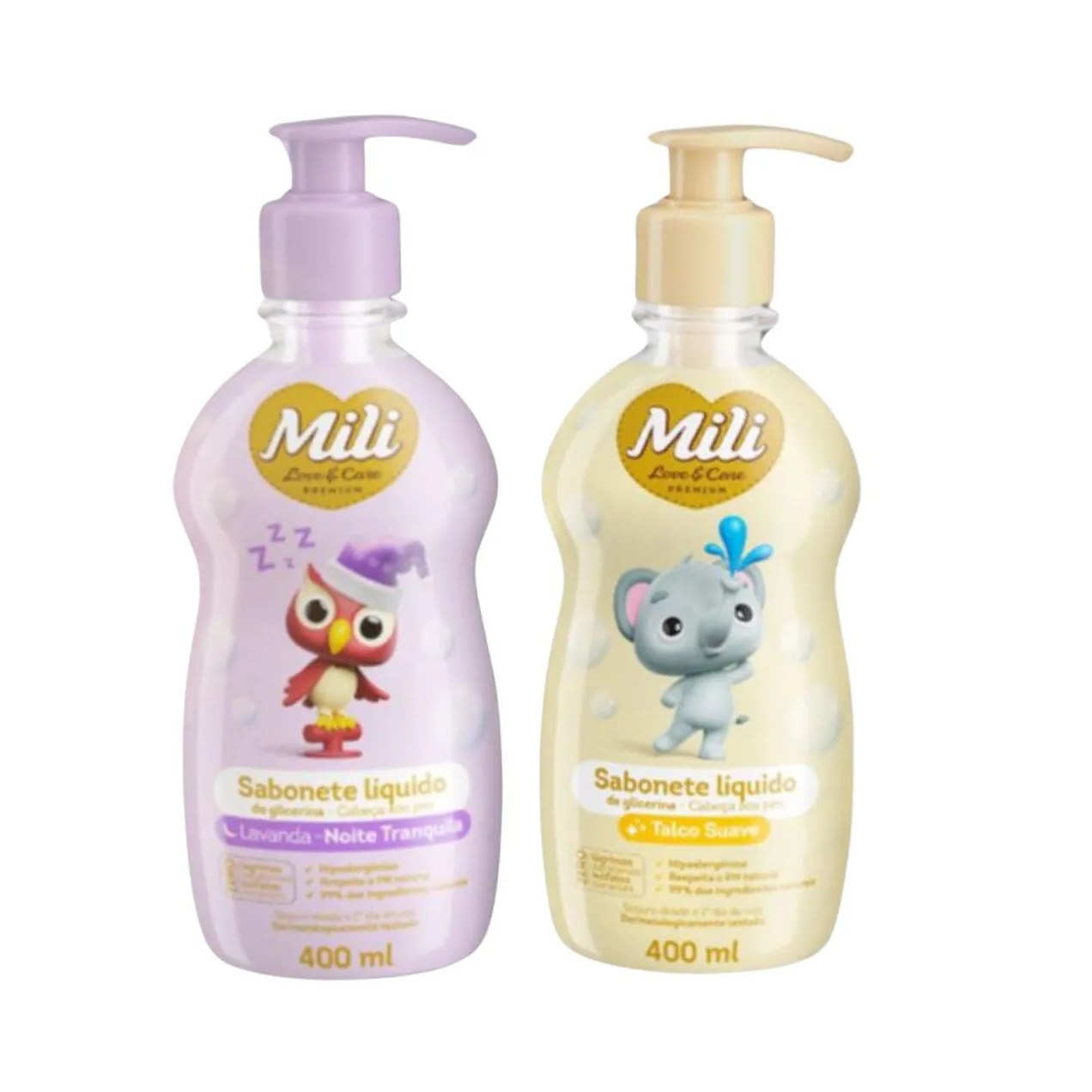 Kit Sabonete Liquido Lavanda E Talco 400ml Cada - Mili