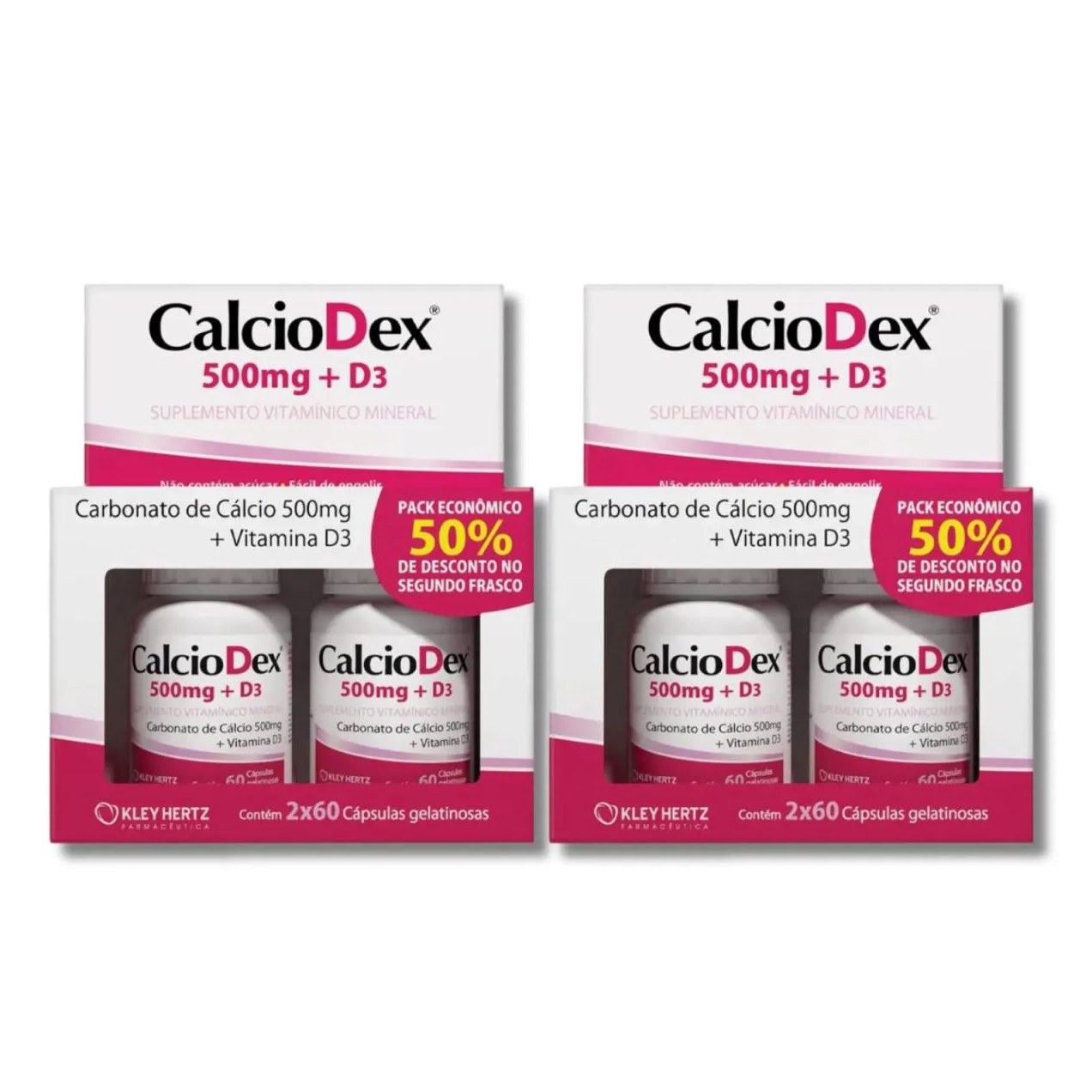 Kit C2 Suplemento Calciodex 500mg + D3 - Hertz