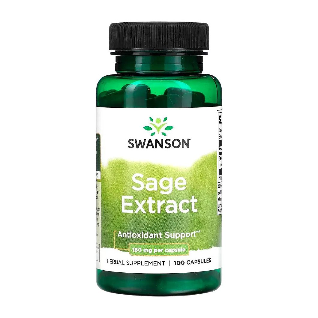 Extrato de Sálvia 160mg Swanson 100 Cápsulas Importado