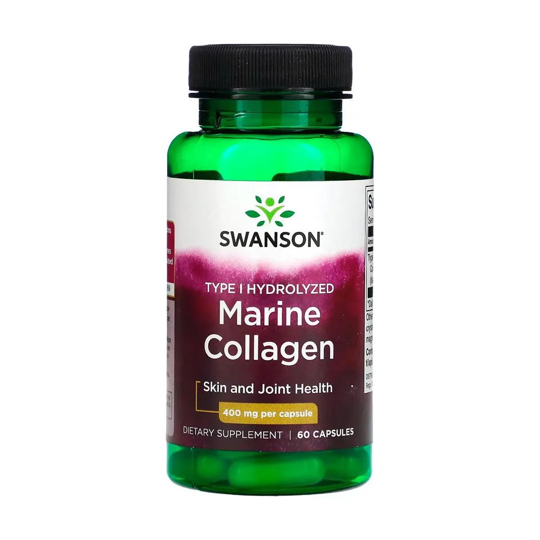 Colágeno Peixe Hidrolisado Swanson 60 Cápsulas Importado