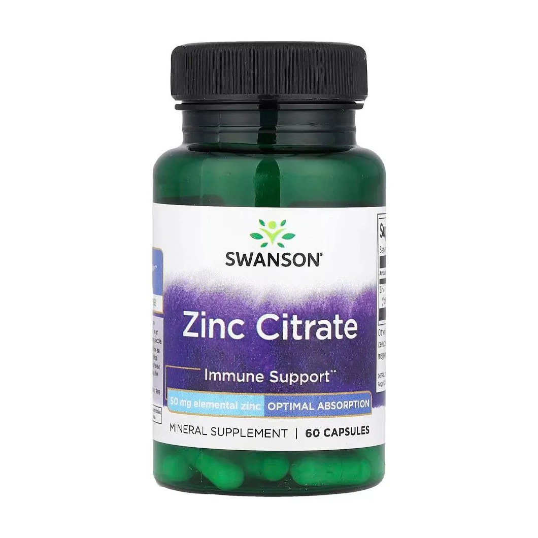 Citrato de Zinco 50mg Swanson 60 Cápsulas Importado