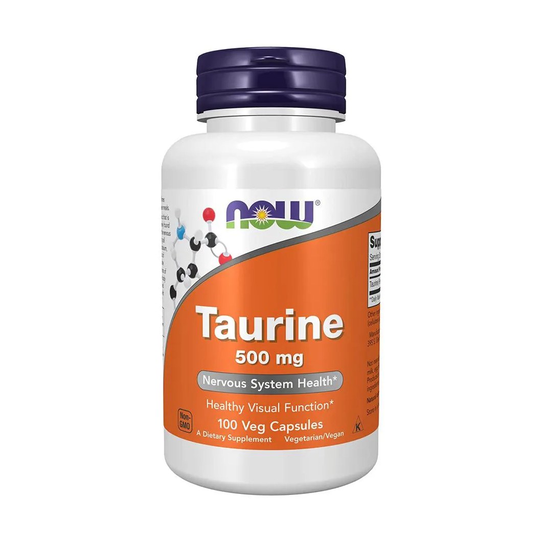 Taurina Taurine Now Foods 500mg 100 Veg Cápsulas Importado