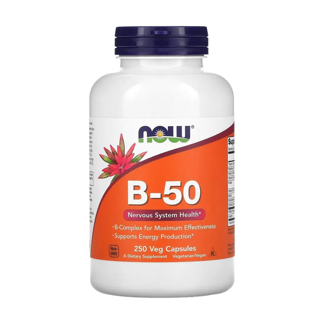 Vitamina B 50mg Complex B Now Foods 250 Veg Cáps Importado