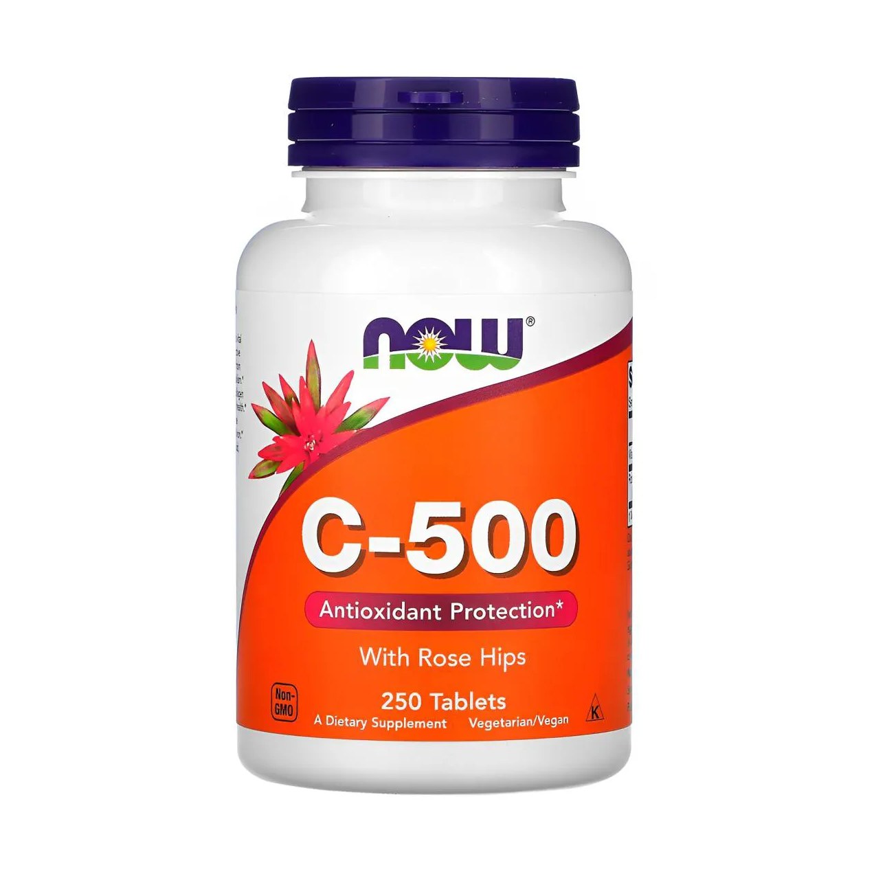 Vitamina C 500mg e Rosa Mosqueta Now Foods 250Tabs Importado