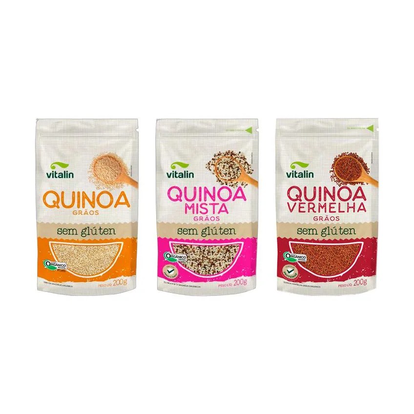 Kit 3 Quinoa em Grãos Orgânica Vitalin: Tradicional, Real Vermelha, Mista