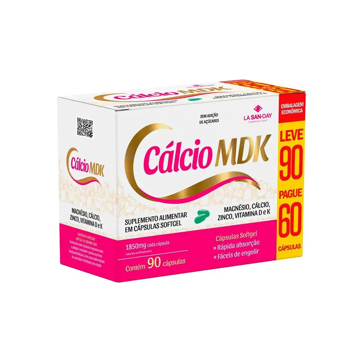 Suplemento Alimentar Calcio Mdk - 90 cápsulas - La San-day