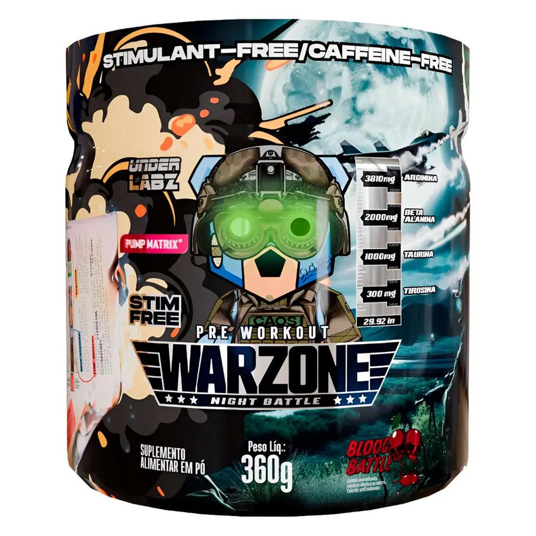 PRE TREINO WARZONE NIGTH BATTLE BLOOD BATTLE SEM CAFEíNA (360G) - UNDER LABZ