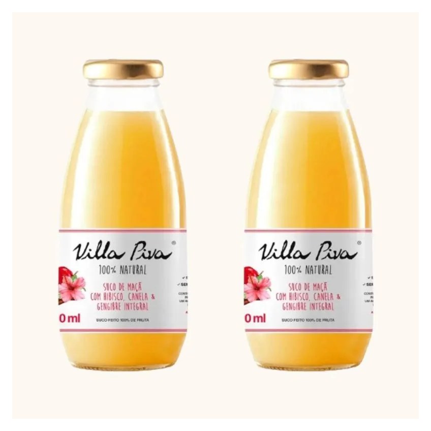 Kit 2x: Suco de Maçã com Hibisco, Canela e Gengibre Sem Açúcar Villa Piva 300ml