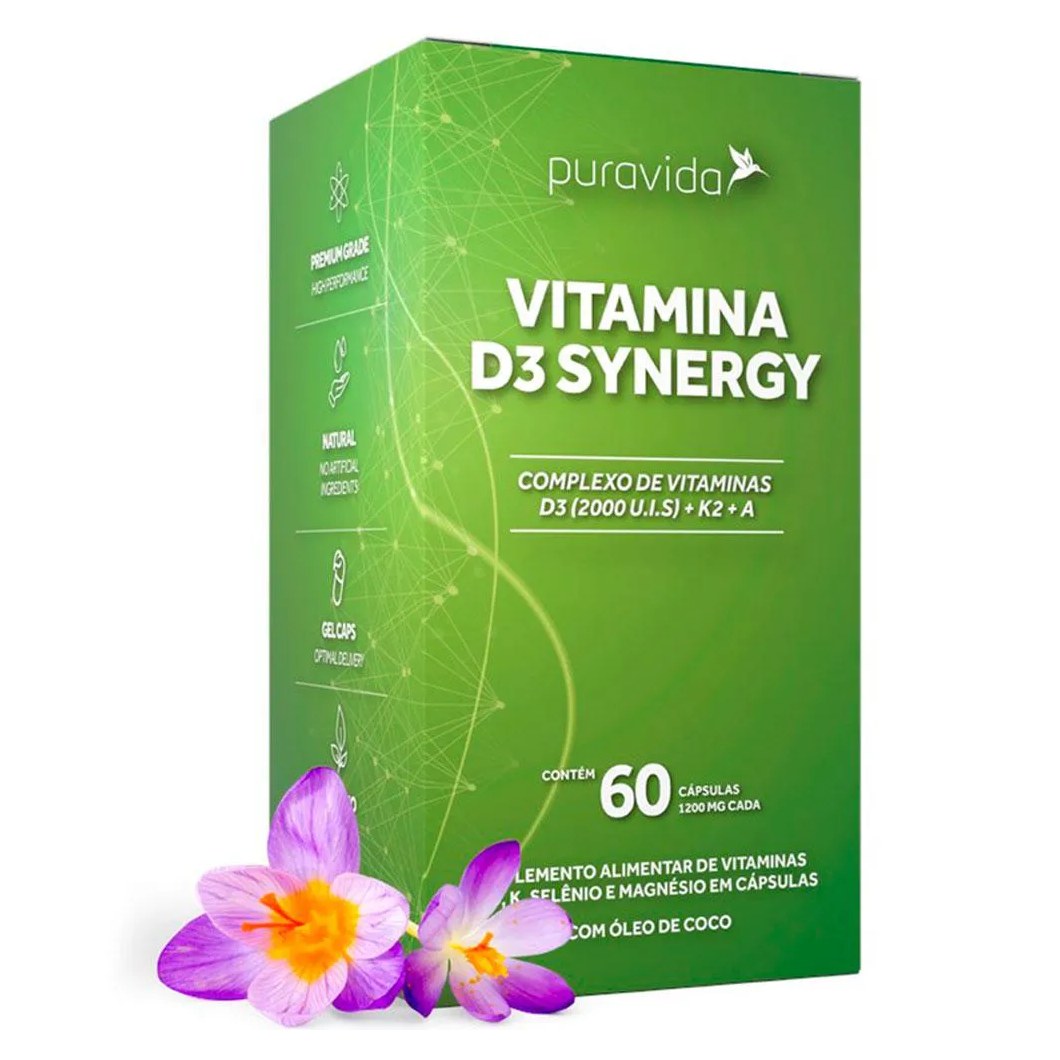 Vitamina D3 Synergy + Vit K2 (60 Capsulas) - Pura Vida