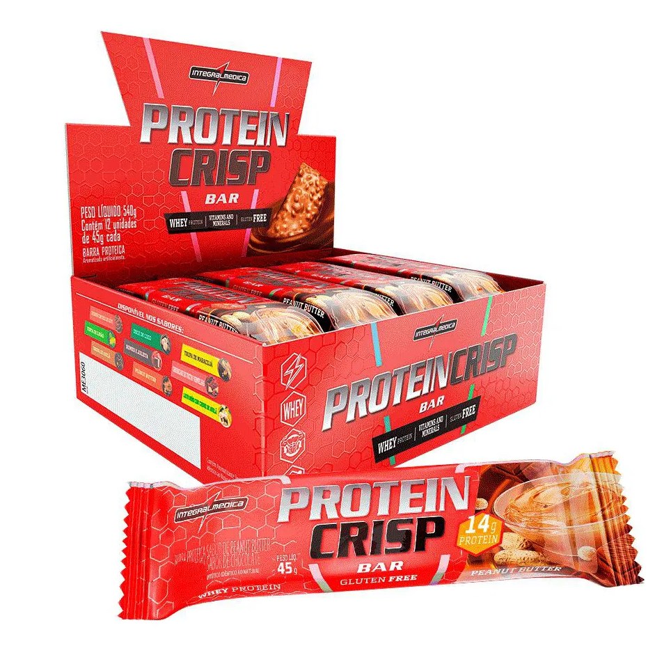 Barra de Proteína Protein Crisp Bar Peanut Butter Integralmedica 12x45g