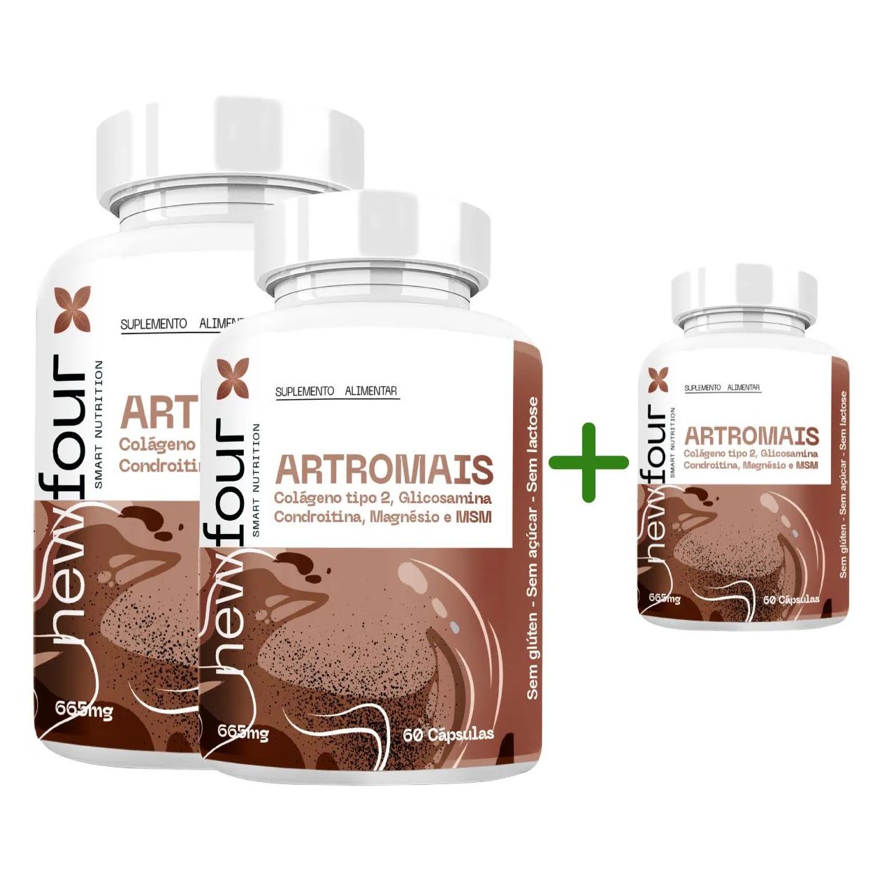 Artromais - Colágeno Tipo 2, Glicosamina, Condroitina, Magnésio e Msm Compre 2 Leve 3 com Total de 180 Capsulas