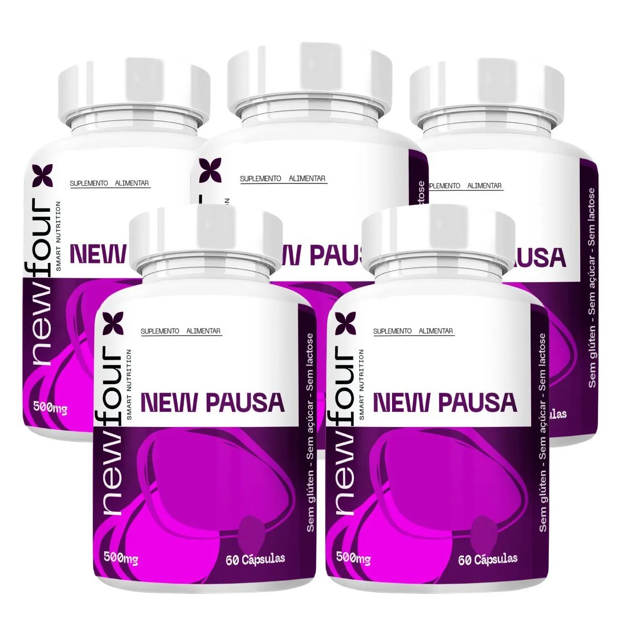 New Pausa Kit com 5 Potes com Total de 300 Capsulas