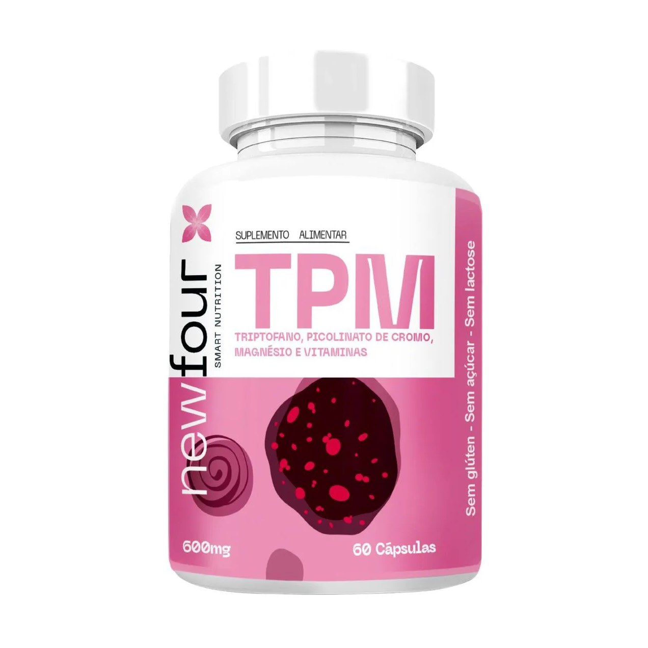 Triptofano + Picolinato de Cromo + Bisglicinato de Magnésio + Vitamina B6 + Inositol 60 cápsulas